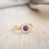 edel en eigen ring, helo, diamanten met granaat, geboortesteen januari